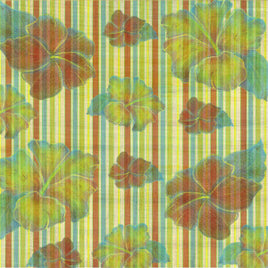 Tropical Hibiscus Stripes Scrapbook Print